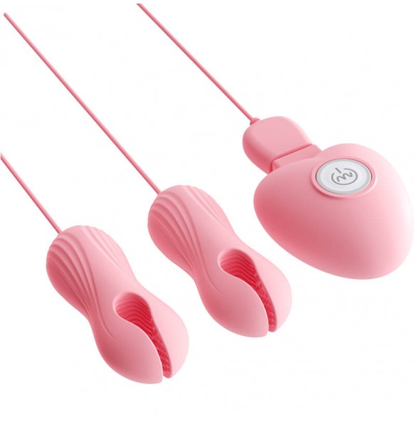 MizzZee - HeartJoy Vibrating Nipple Clamps (Chargeable - Pink)